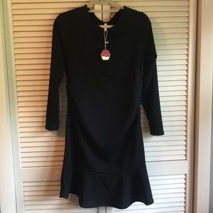 NWT Pink blush black flirty maternity Dress LG